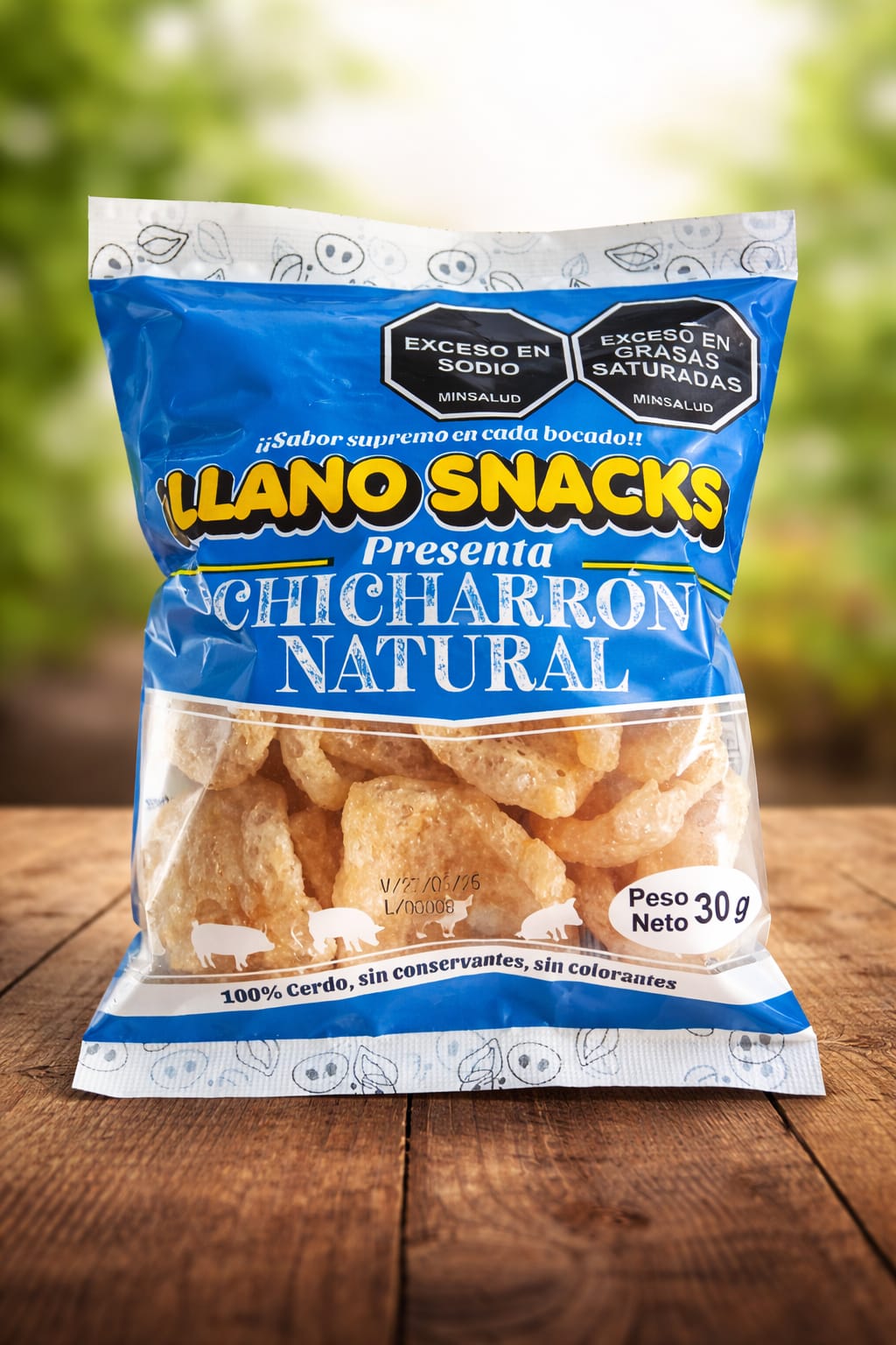 Empaque Chicharrón Natural Llano Snacks 30 g